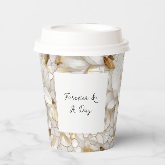 White Gold Lotus Blume Pappbecher (Vorderseite)