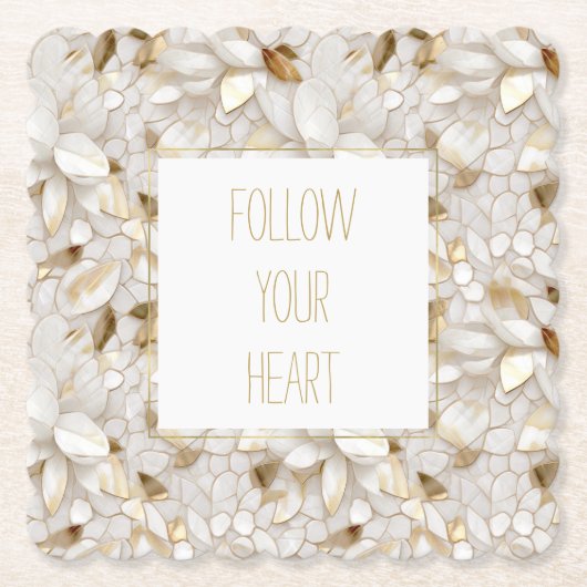 White Gold Lotus Blume Untersetzer (Vorderseite)