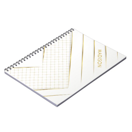 White Gold Luxury Modern Minimum Abstract Notizblock (Linke Seite)