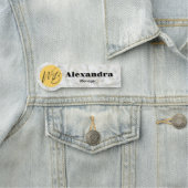 White Gold Marmor Moderner Restaurantmitarbeiter Namensschild (Beispiel)