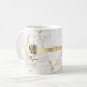 White & Gold-Marmor, Script-Name und Monogramm Kaffeetasse (Vorderseite Links)