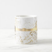 White & Gold-Marmor, Script-Name und Monogramm Kaffeetasse (Mittel)