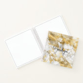 White Gold Marmor und Monogram Sketchbook Notizblock (Innenseite)