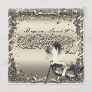 White Gold Masquerade Maske Elegantes Ball Party Einladung