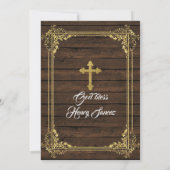 White & Gold mexikanische Charro-Taufe & 3. Geburt Einladung (Rückseite)