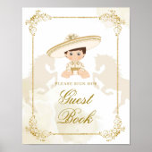 White Gold mexikanische Taufe Birthday Gästebuch (Vorne)