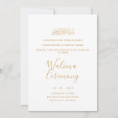 White Gold Minimal Script Walima Zeremonie Muslime Einladung (Vorderseite)