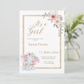 White Gold Minimalistisch Animal Baby Dusche Einladung (Stehend Vorderseite)