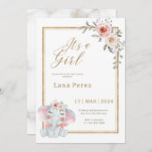 White Gold Minimalistisch Animal Baby Dusche Einladung (Vorne/Hinten)