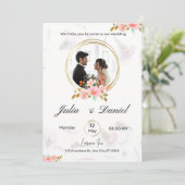 White Gold Minimalistisch die Einladung zur Hochze (Stehend Vorderseite)