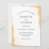 White Gold Minimalistisch Sparkle Edge Wedding Einladung (Vorderseite)