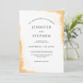 White Gold Minimalistisch Sparkle Edge Wedding Einladung (Stehend Vorderseite)