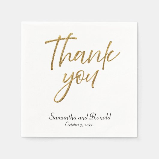 White & Gold Minimalistisch Vielen Dank für Ihre H Serviette (Vorderseite)