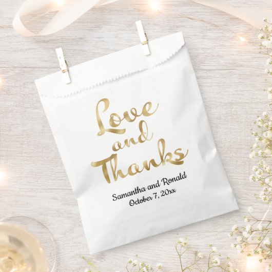 White & Gold Minimalistische Liebe & Danke Hochzei Geschenktütchen (Ausgeschnitten)