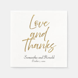 White & Gold Minimalistische Liebe & Danke Hochzei Serviette