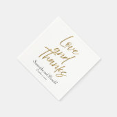 White & Gold Minimalistische Liebe & Danke Hochzei Serviette (Ecke)