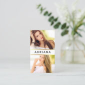 White Gold Model Acress QR Code 2 FotoCollage Visitenkarte (Stehend Vorderseite)