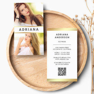 White Gold Model Acress QR Code 2 FotoCollage Visitenkarte