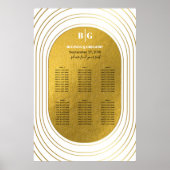 White & Gold Modern Arch Wedding Chart Poster (Vorne)