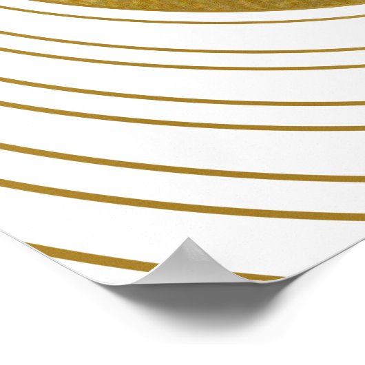 White & Gold Modern Arch Wedding Chart Poster (Ecke)