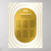White & Gold Modern Arch Wedding Chart Poster (Vorne)