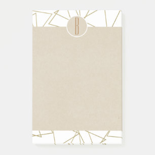 White Gold Modern Geometric Rustic Monogram Post-it Klebezettel