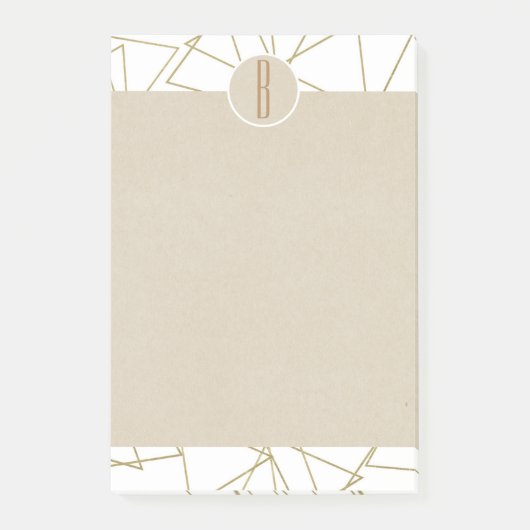 White Gold Modern Geometric Rustic Monogram Post-it Klebezettel (Vorderseite)