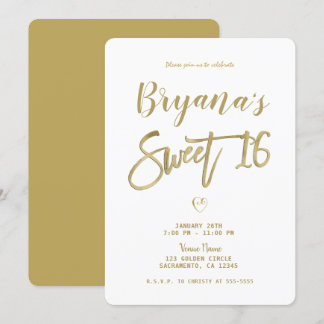 White & Gold Moderne Minimal Chic Sweet 16 Einladung