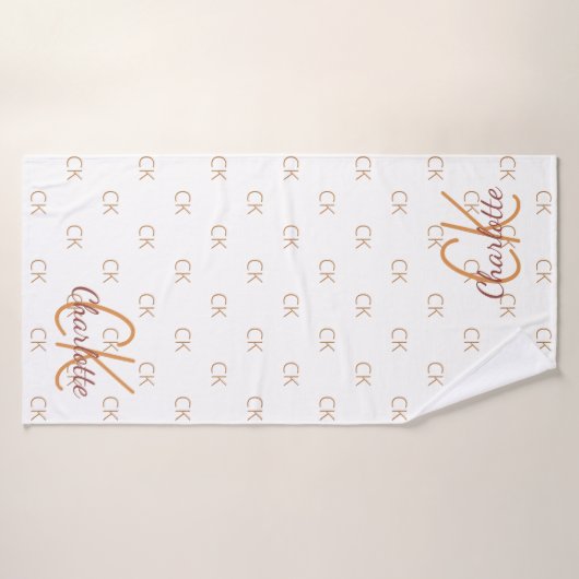 White Gold Monogram Initial Name Skript elegant Badehandtuch (Badehandtuch)