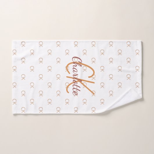 White Gold Monogram Initial Name Skript elegant Badhandtuch Set (Handtuch)