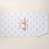 White Gold Monogram Initial Name Skript elegant Strandtuch (Vorderseite)