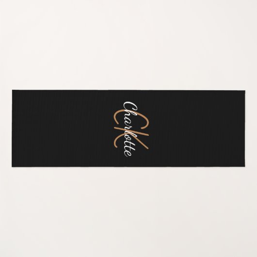 White Gold Monogram Initial Name Skript elegant Yogamatte (Vorderseite (Horizontal))
