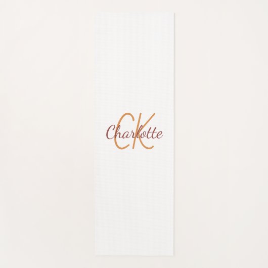 White Gold Monogram Initial Name Skript Yogamatte (Vorderseite)
