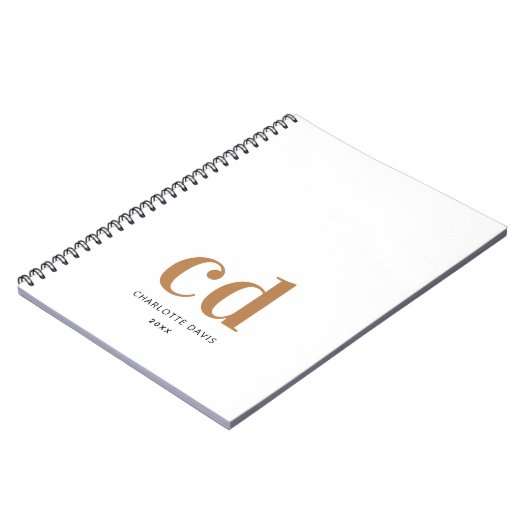 White gold monogram initials elegant minimalist notizblock (Linke Seite)