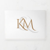 White Gold Monogram Modern in einer Hochzeit Dreifach Gefaltete Einladung (Cover)