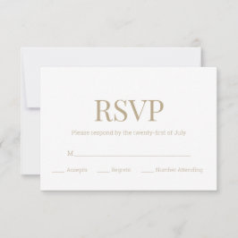 White Gold Monogram Modern Wedding RSVP Karte