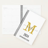 White & Gold Monogram Script-Terminierungsbuch Planer (Anzeige)