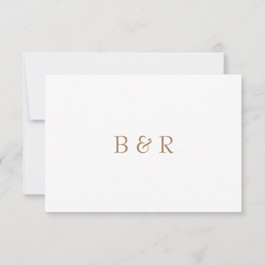 White & Gold Monogram Wedding RSVP Card (Rückseite)