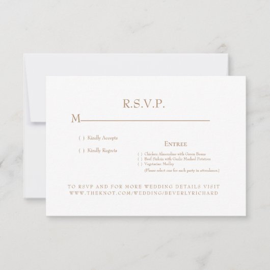 White & Gold Monogram Wedding RSVP Card Karte (Vorderseite)