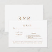 White & Gold Monogram Wedding RSVP Card Karte (Vorne/Hinten)