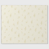 White Gold Music Notes Birthday Geschenkpapier (Flach)