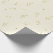 White Gold Music Notes Birthday Geschenkpapier (Ecke)