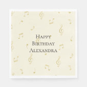 White Gold Music Notes Birthday Serviette (Vorderseite)