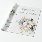 White Gold Navy Hochzeit/Dusche Glückwünsche Geschenkpapier (Ungerollt)