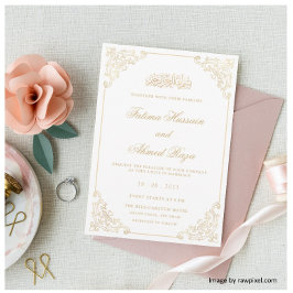 White Gold Nikah Islamische Hochzeit Einladung