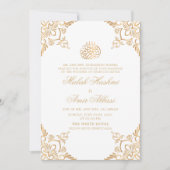 White Gold Oriental Design Islamische Hochzeit Einladung (Vorderseite)