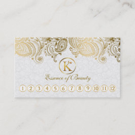 White & Gold Paisley Lace Loyalty Card Treuekarte