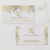 White & Gold Paisley Lace Loyalty Card Treuekarte (Vorne/Hinten)