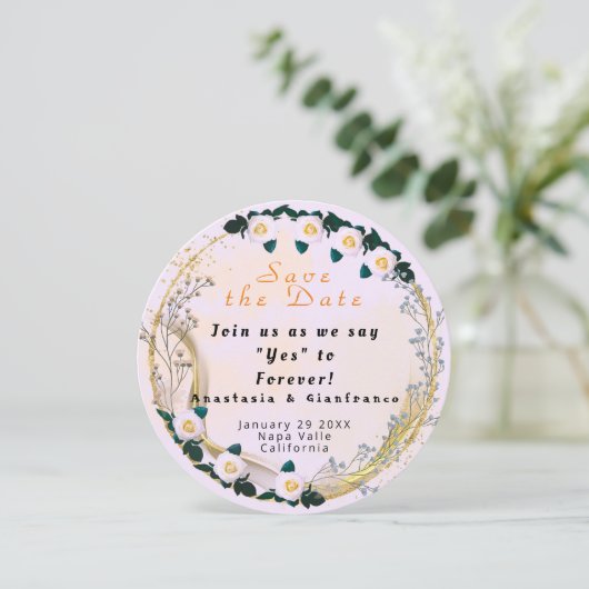 White Gold Personalisiert Floral Elegante Hochzeit Einladung (Stehend Vorderseite)