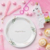 White & Gold Personalized Foliage Wedding Pappteller (Party)